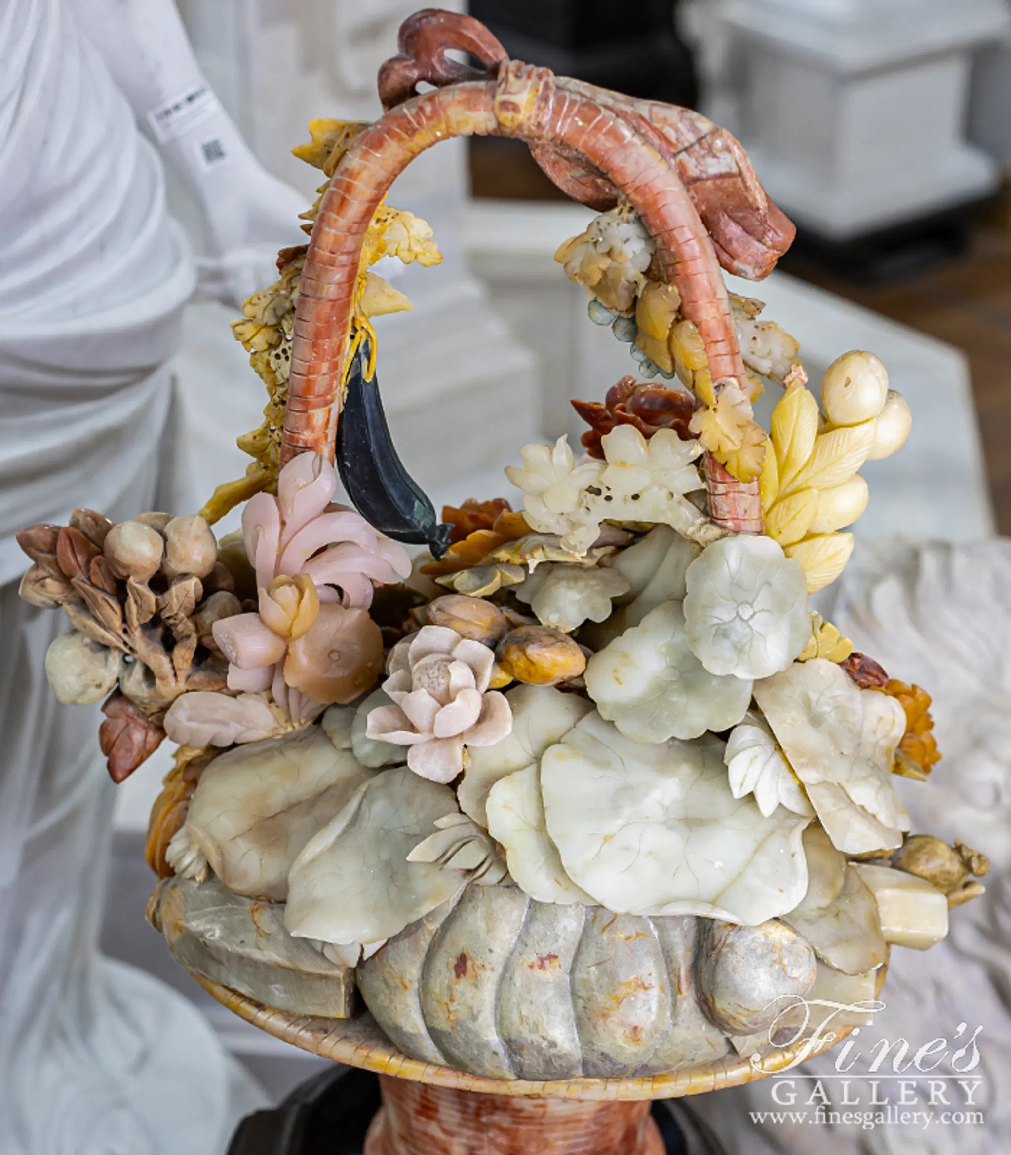 Marble Statues - Jade Flowers - MS-298 - Fine's Gallery, LLC.